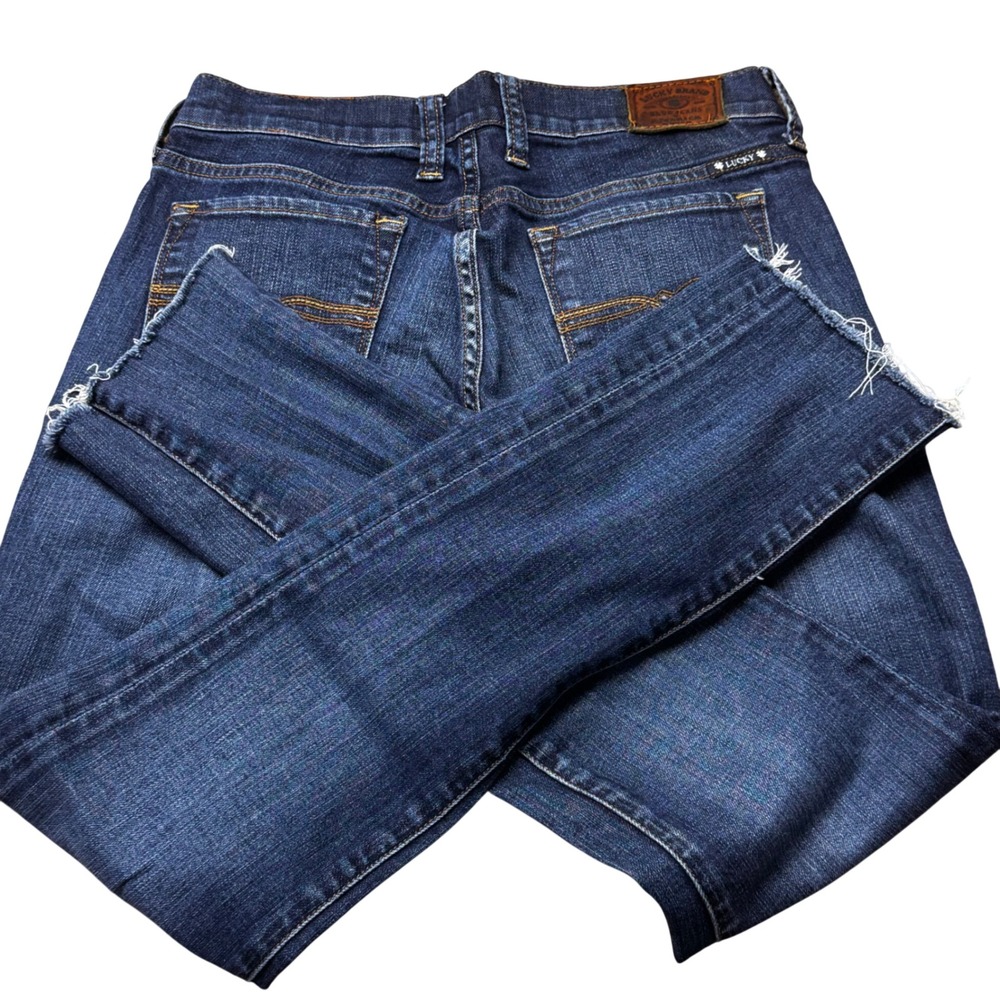 Lucky Brand Charlie Skinny Jeans Womens 0/25 Dark Wash Raw Hem Denim Pants